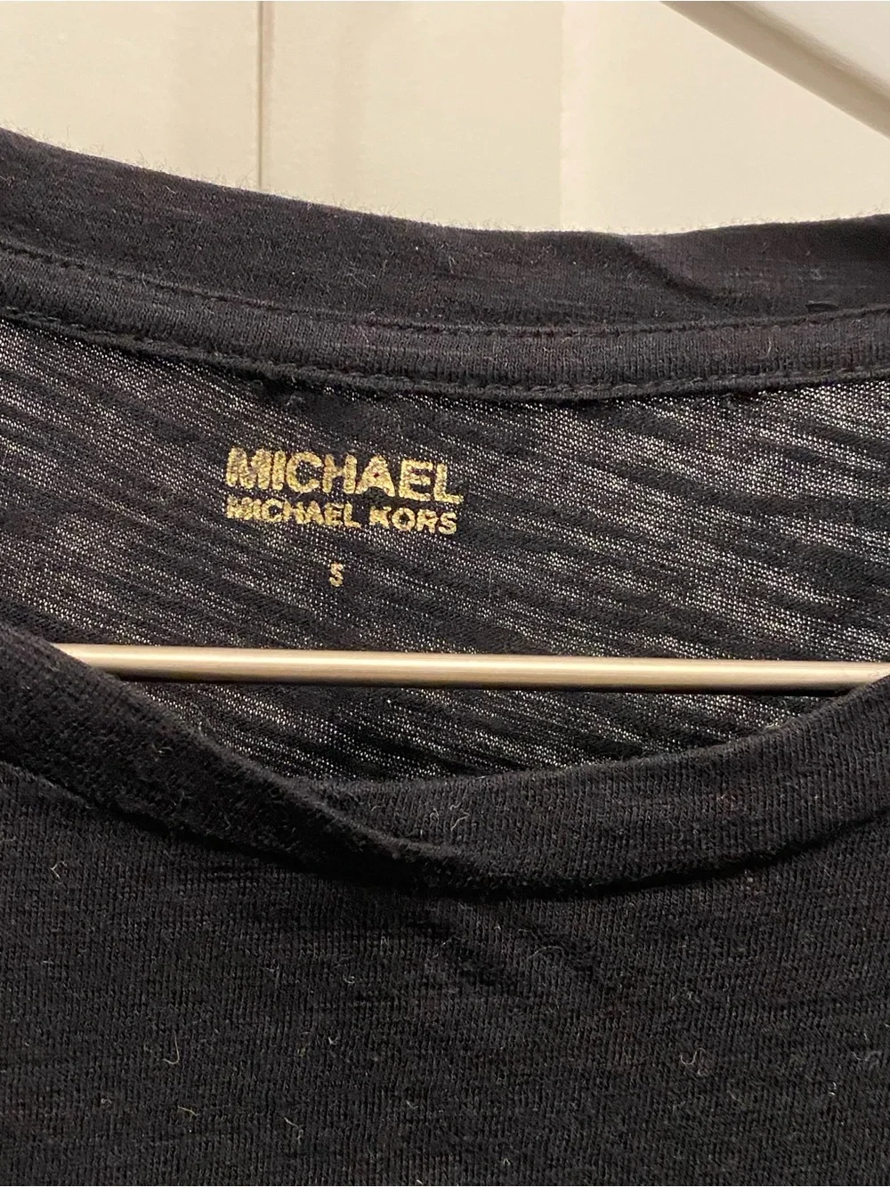 Michael Kors Black Short-Sleeve Logo Tee with Gold Print